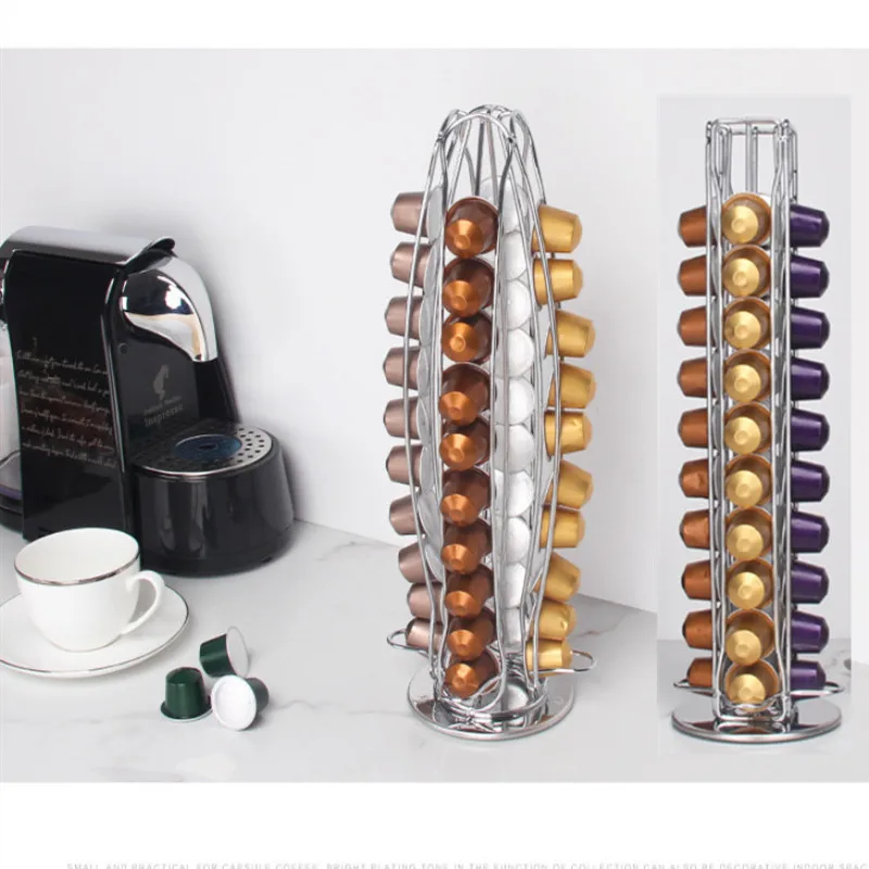 

Подставка-держатель для кофейных капсул карусель для Nespresso-Вмещает 40 капсул оригинал. Элегантный и современный. Вращение на 360 градусов