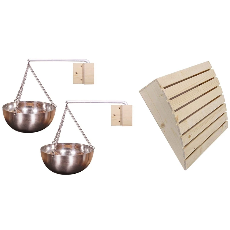 

2PC Sauna Aromatherapy Cup Essential Oil Holder Bowl With Spa Sauna Accessories And Sauna Wooden Headrest Pillow