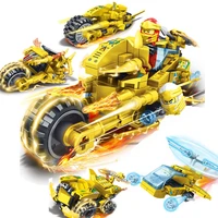 new 4 in 1 331pcs gold ninja motor model figures building blocks kids motorbike toys bricks gift for children boys