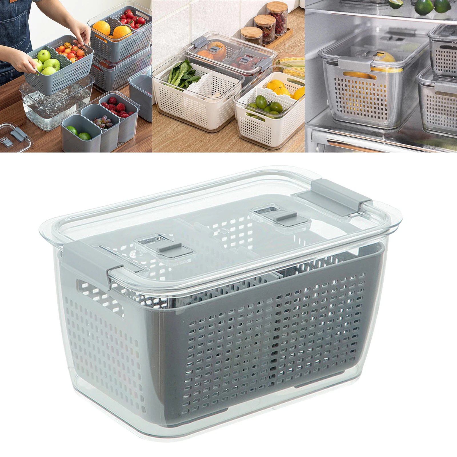Pro Fresh Produce Vegetable Fruit Storage Basket Fridge Food Containers Refrigerator Organizer Bins Draining Box | Дом и сад