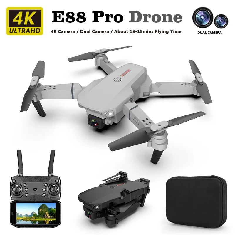 

New E88 Folding Uav Aerial Hd 4 K Four Shaft Aircraft E58 Dual Cameras Remote Control Toy Planedron Drone 4k Profesiona Pro