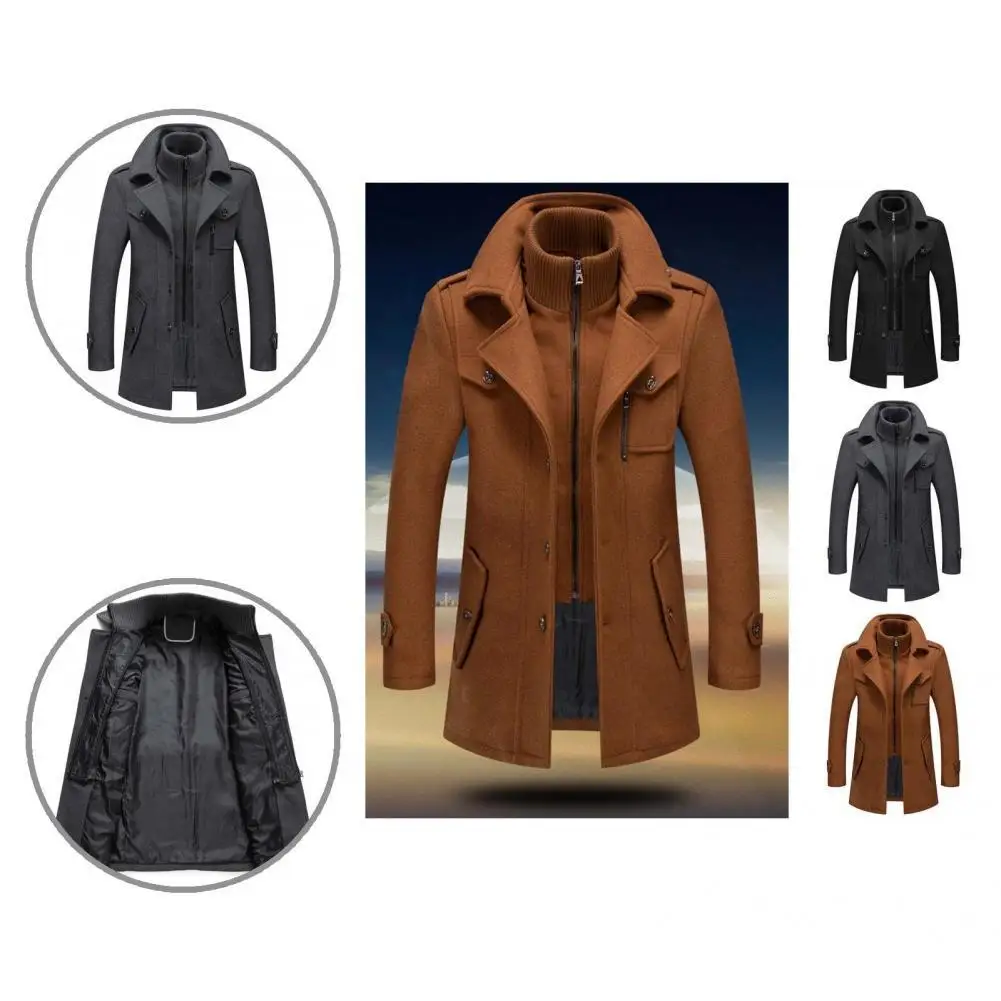 

Stylish Pure Color Buttons Coat Coat Autumn Winter Fake Two Piece