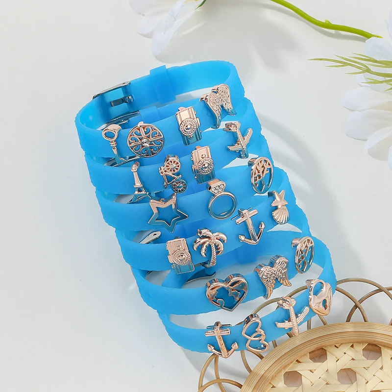 Силиконовая цепочка очаровательные браслеты сплав единорог торт брелок бусины