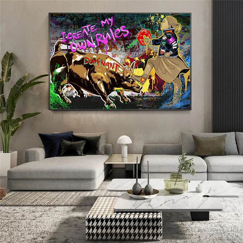 

Street Graffiti Art Girl Canvas Painting on The Wall Art Posters Prints Wall Pictures for Living Room Home Wall Cuadros Decor