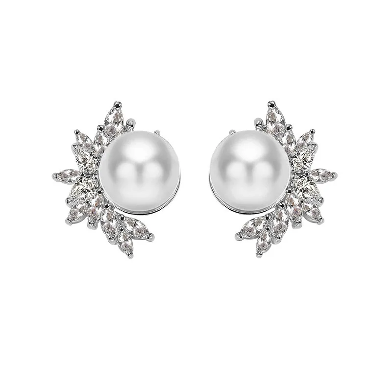 

2021 New Trendy Halo Leaves 925 Sterling Silver Earrings For Women Anniversary Gift Jewelry Bulk Sell E6068