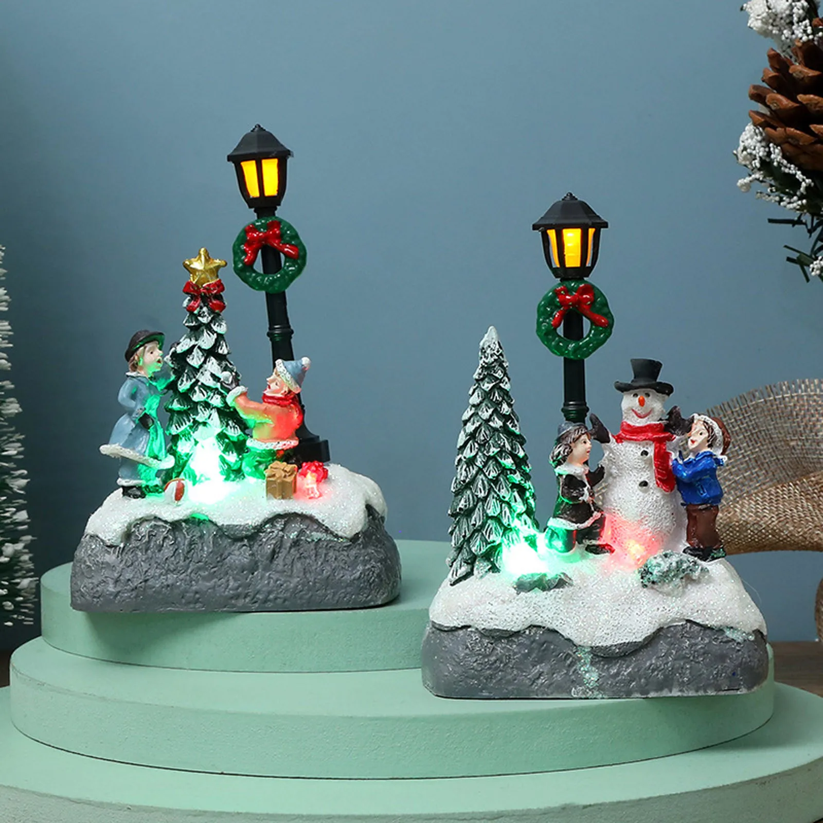 

Christmas Luminous Ornaments Christmas Tree Resin Crafts Christmas Decorations Garden Ornaments Resin Craft Decor For Home