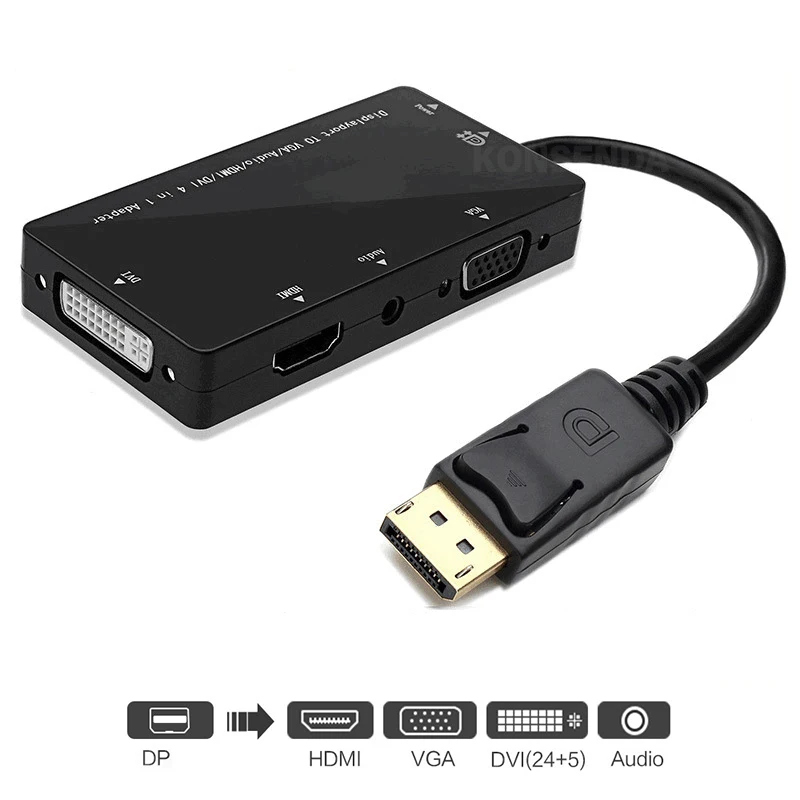 Аудиоадаптер 4 в 1 DP/HDMI VGA DVI переходник DP/VGA DisplayPort/DVI со звуком для Xbox PS5 Mac Book Pro Air