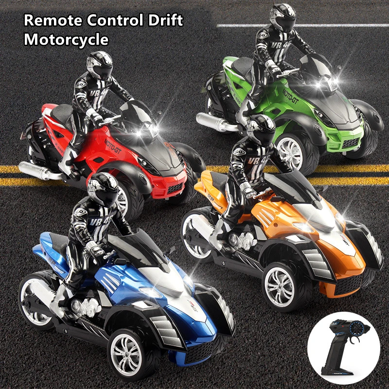25KM/H High Speed Drift Racing RC Motorcycle 2.4GHz Remote Control 80M Distance With LED Light USB Charging Kids Electric RC Toy