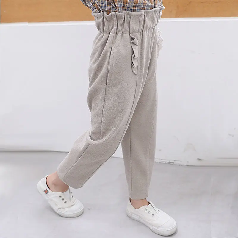 Брюки для девочек детская осенне-зимняя одежда однотонные детские брюки