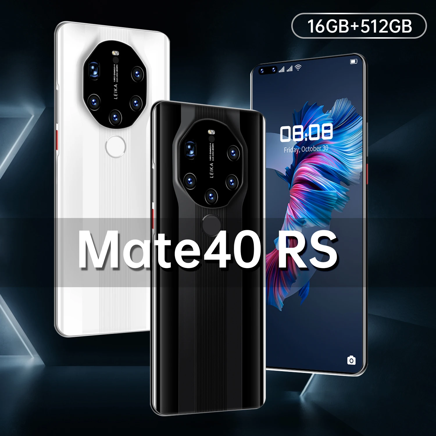 

2021 New Mate40 RS Porcheer Global Version Smartpone 16G 512G Android10 Unlocked 6800mAh Snapdragon 888 Face ID Finger Print