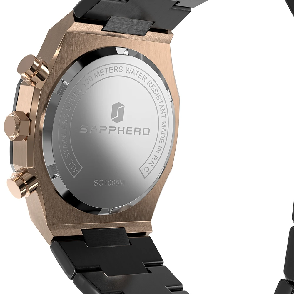Цена SAPPHERO мужские часы 100 м водостойкие из нержавеющей стали кварцевый механизм хронограф премиум многофункциональные часы роскошный спортивны...