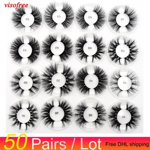 50 парт 25 мм норковые ресницы 3D норковые ресницы без жестокости ресницы ручной работы многоразовые длинные ресницы для макияжа накладные ресницы