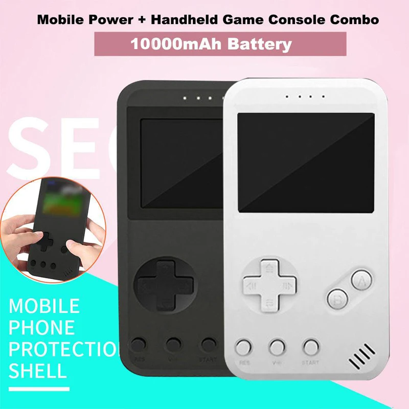 

2 IN 1 Mini Pocket Game Console 299 Games+10000mAh Charging Treasure Mobile Power Handheld Battery Rechargeable For Phone MP4