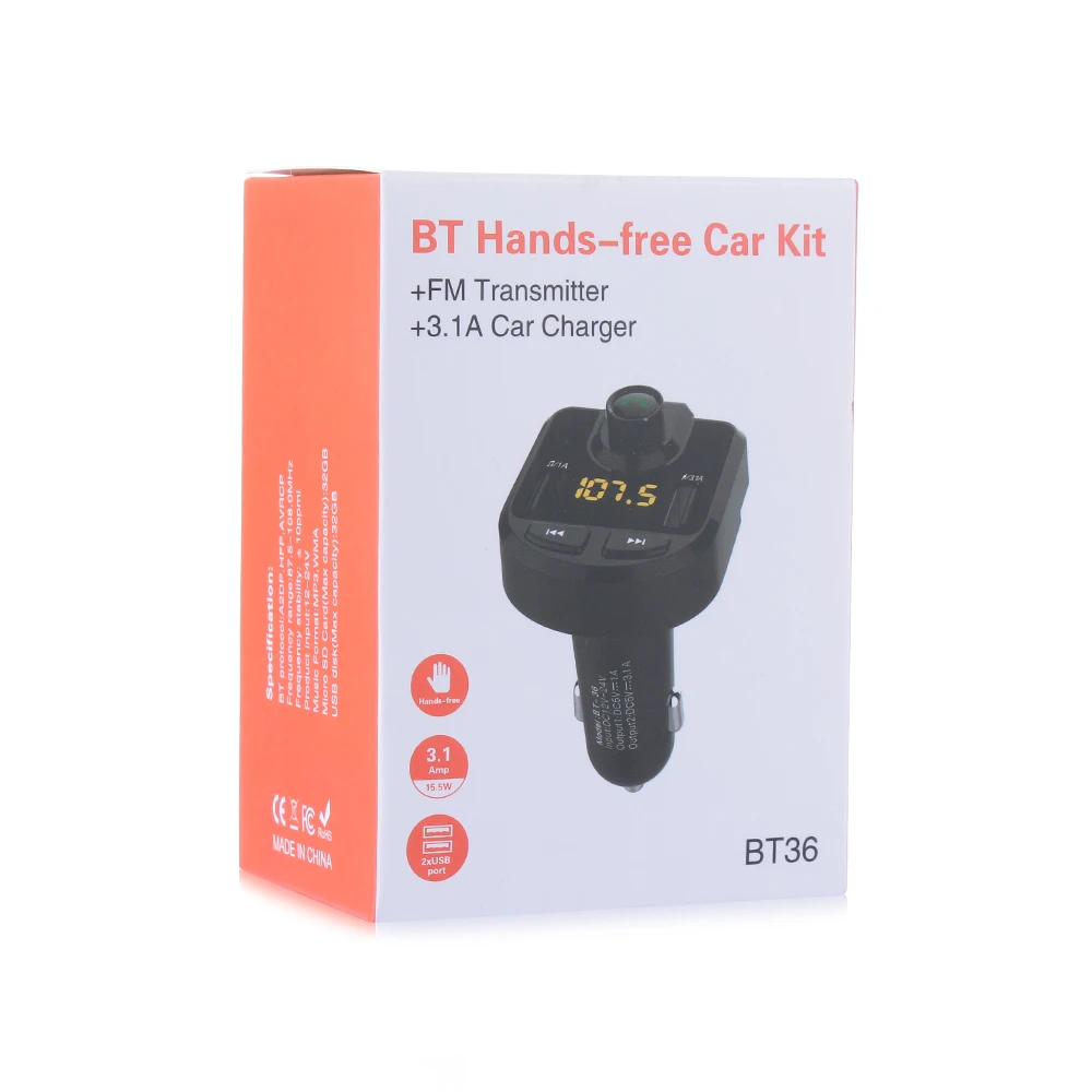 Bluetooth MP3-плеер FM-передатчик беспроводной радиоадаптер USB Автомобильное зарядное