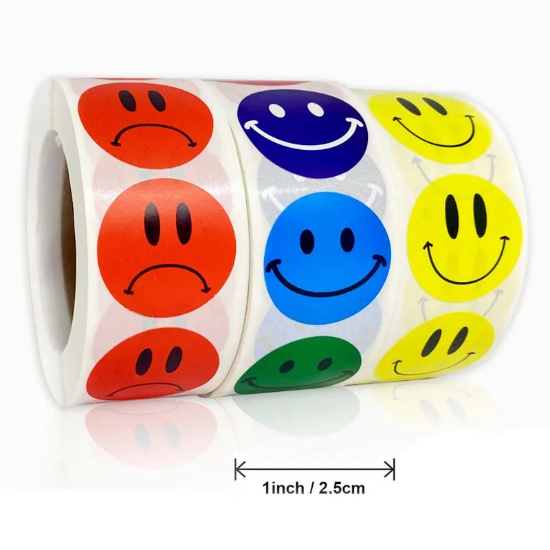 

500pcs 1inch Expression Stickers Reward Encourage Smiley Face Expression Label Tag for Kid Students Teaching Stationary Stickers