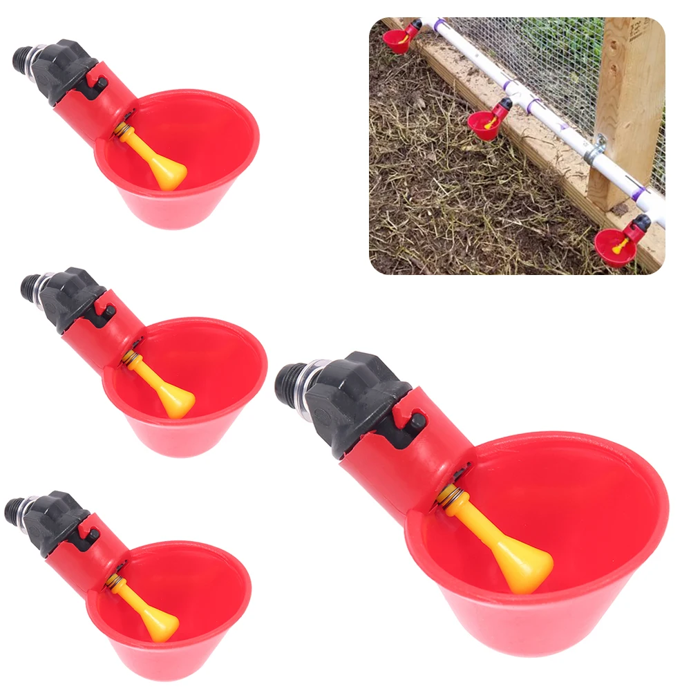 

4 Pcs Chicken Drinking Fountains Birds Water Bowl Drinker Cup for Backyard Chicken Flock Automatic Poultry Watering Supplies