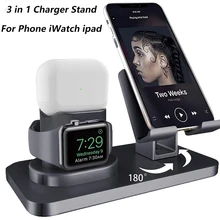 3 in 1 Wireless Charger Holder Stand for iPhone 12Pro Max iPad  iWatch Desaktop Phone Charge Stand Mount Fast Charging Support