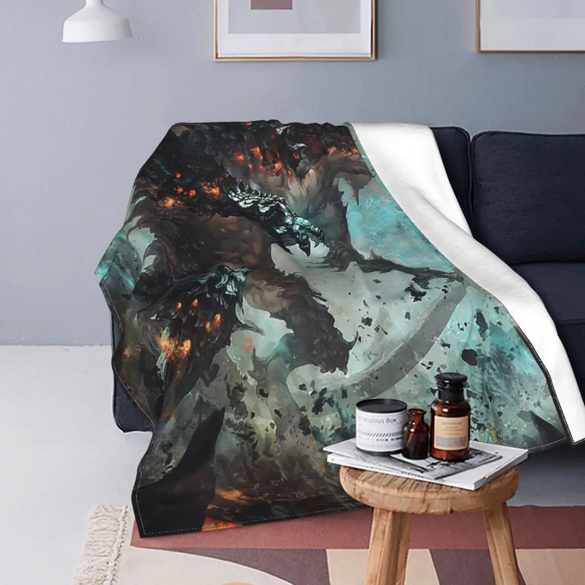 

ArtStation manta Dragon de terciopelo decoración leyenda mito multifunción caliente mantas para ropa de cama al aire libre colch