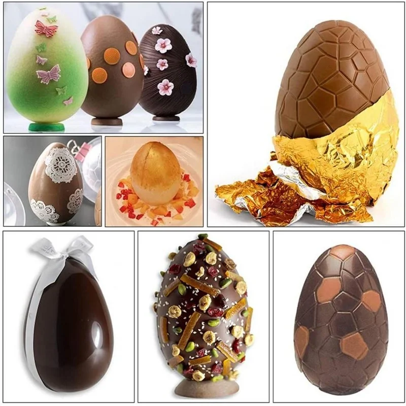 

Creative 3D Chocolate Mold Environmental Plastic Easter Egg Model with Pattern Baking Tool for Easter Kitchen Cooking