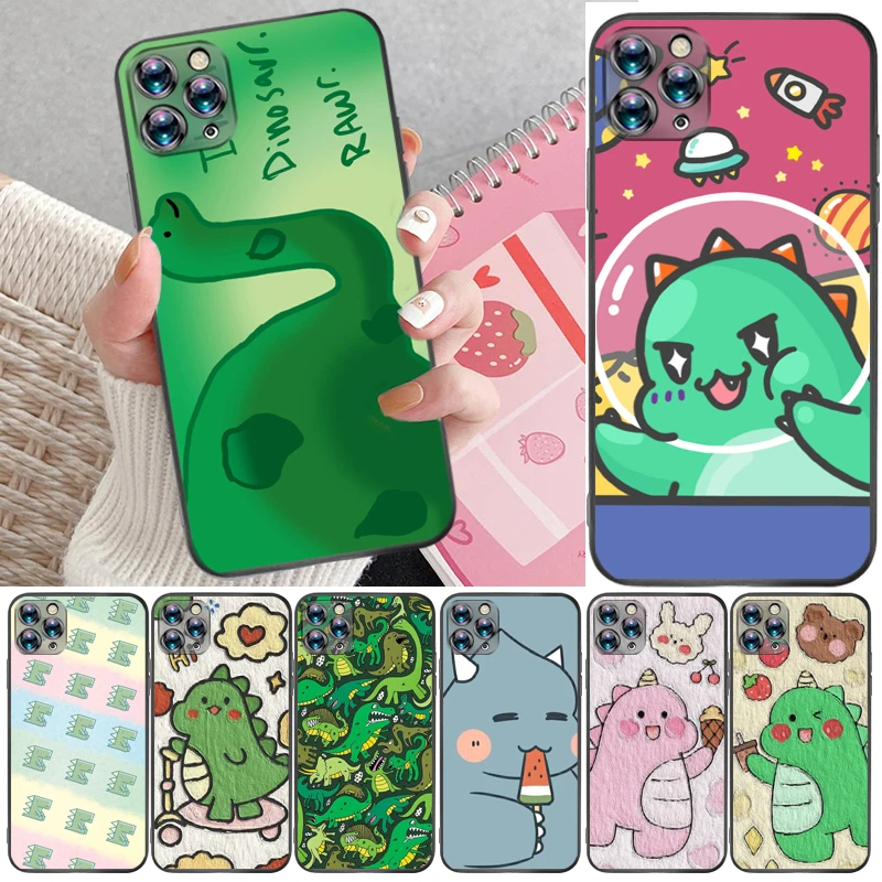 

Cute Couples Dinosaur Funny Flowers Color Painting Phone Case For iPhone 6 6S Plus 7 8 Cases Carcasa Coque