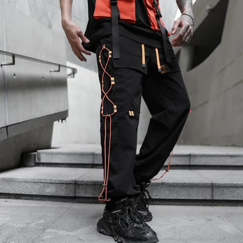 

Брюки-карго мужские с боковым шнурком, techwear, уличная одежда в стиле хип-хоп, Джоггеры в стиле s harajuku, винтажные повседневные джоггеры, весна-л...