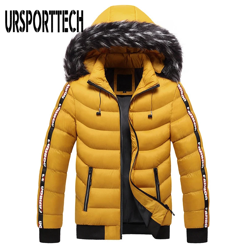 2021 New Winter Jacket Men Parka Hooded Fur Collar Men's Warm Thicken Windproof Hat Parkas Jacket Fashion Casual Hoodies Outwear