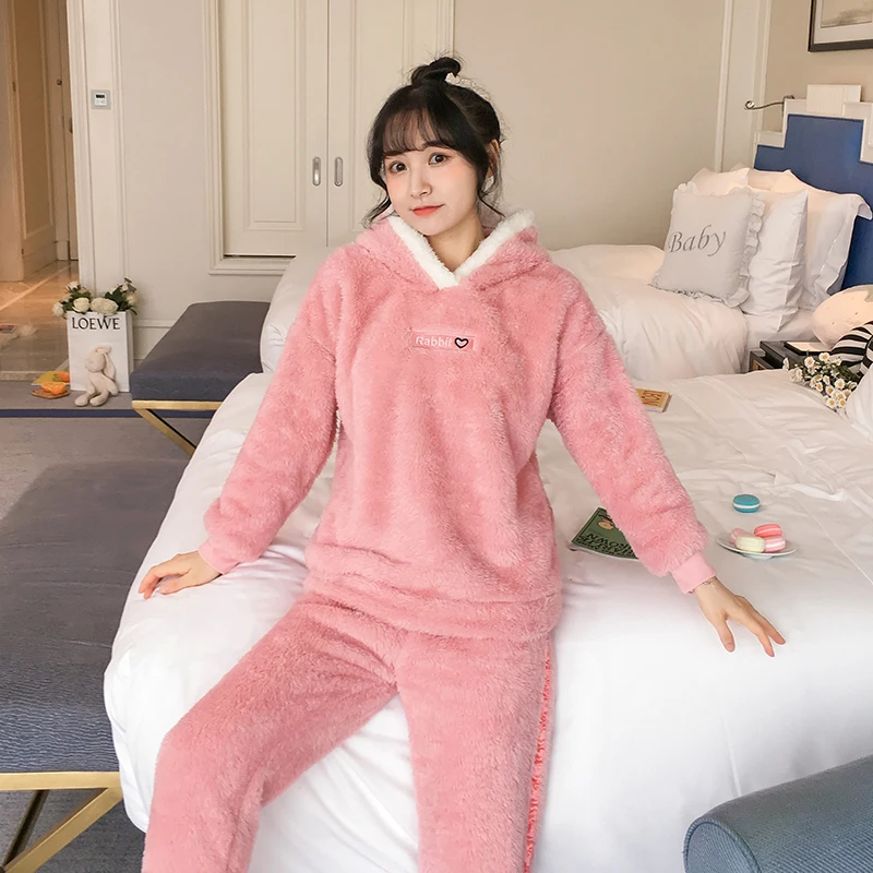 Рождественская Пижама Женская Зимняя шерстяная теплая бархатная утепленная