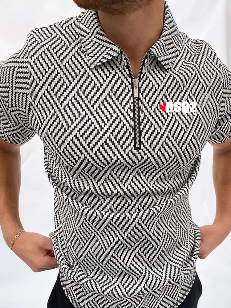 

DSQ2 Brand Men Polo Shirt Summer Fashion Classic Casual Tops Short Sleeves Cotton High Quality Collar Men Slim Polo