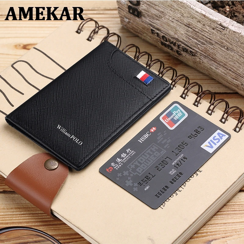 

Williampolo Genuine Leather Men's Wallets Thin Male Wallet Card Holder Cowskin Soft Mini Purses New Design Men Short Slim Wallet