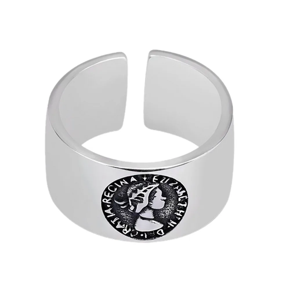 

BOCAI Новинка 100% сплошной S925 чистого серебра queen кольцо для женщин в стиле ретро Тайский Серебряный в студенческом стиле; Цвет: свежий женских ...