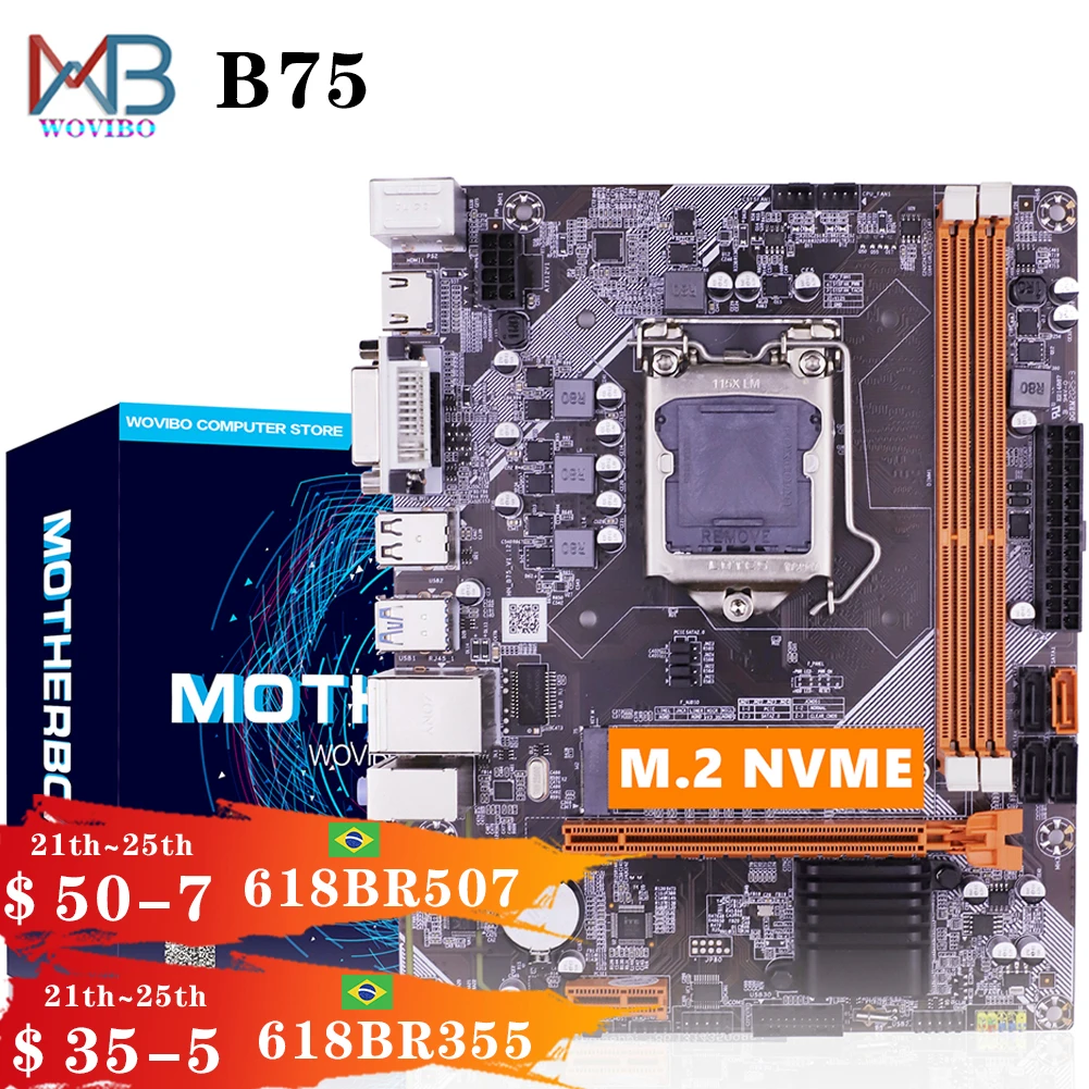 Материнская плата B75 LGA 1155 M.2 NVME USB 3 0 SATA III материнская DDR3 ОЗУ для Intel LGA1155 I3 I5 I7 ЦП Xeon