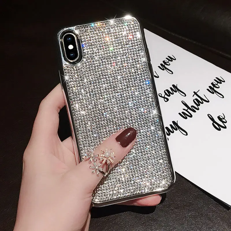Стразы шикарные бриллианты блестящий чехол для iphone X XS XR Max 7 8 Plus 6 6S Мягкий