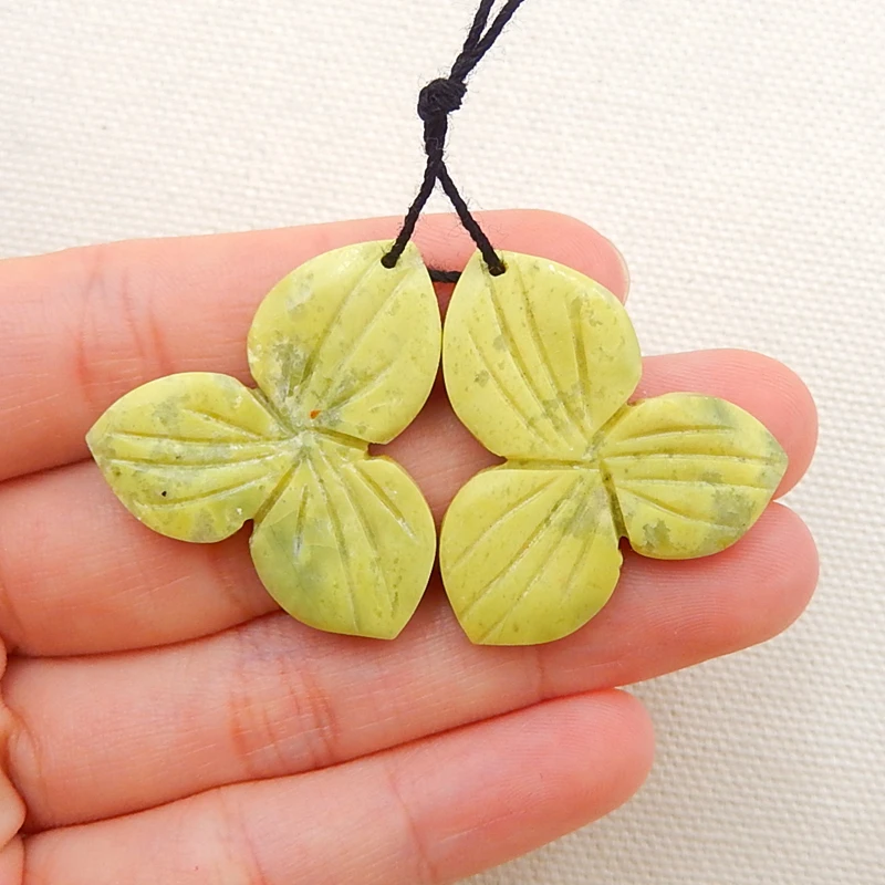 

Jewelry Accessories Birthday Gift Natural Serpentine Carved Flower Fashion Earring Beads 29x28x4mm,7.4g
