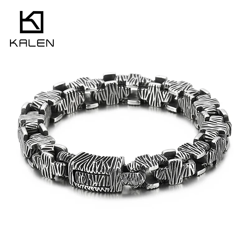 

Kalen Vintage Cross Texture 316L Stainless Steel Men's Charm Bracelet Holiday Gift Jewelry