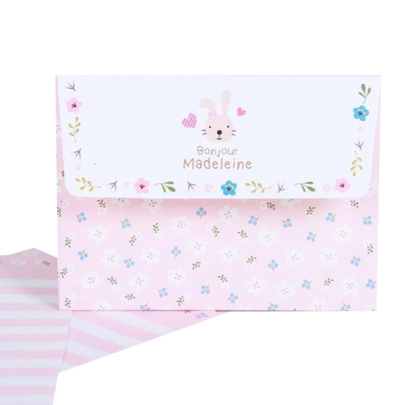 

4 Sheet Letter Paper And 2 Pcs Envelopes Per Set Mini Flower Animal Letter Pad Writing Paper Office And School Supplie