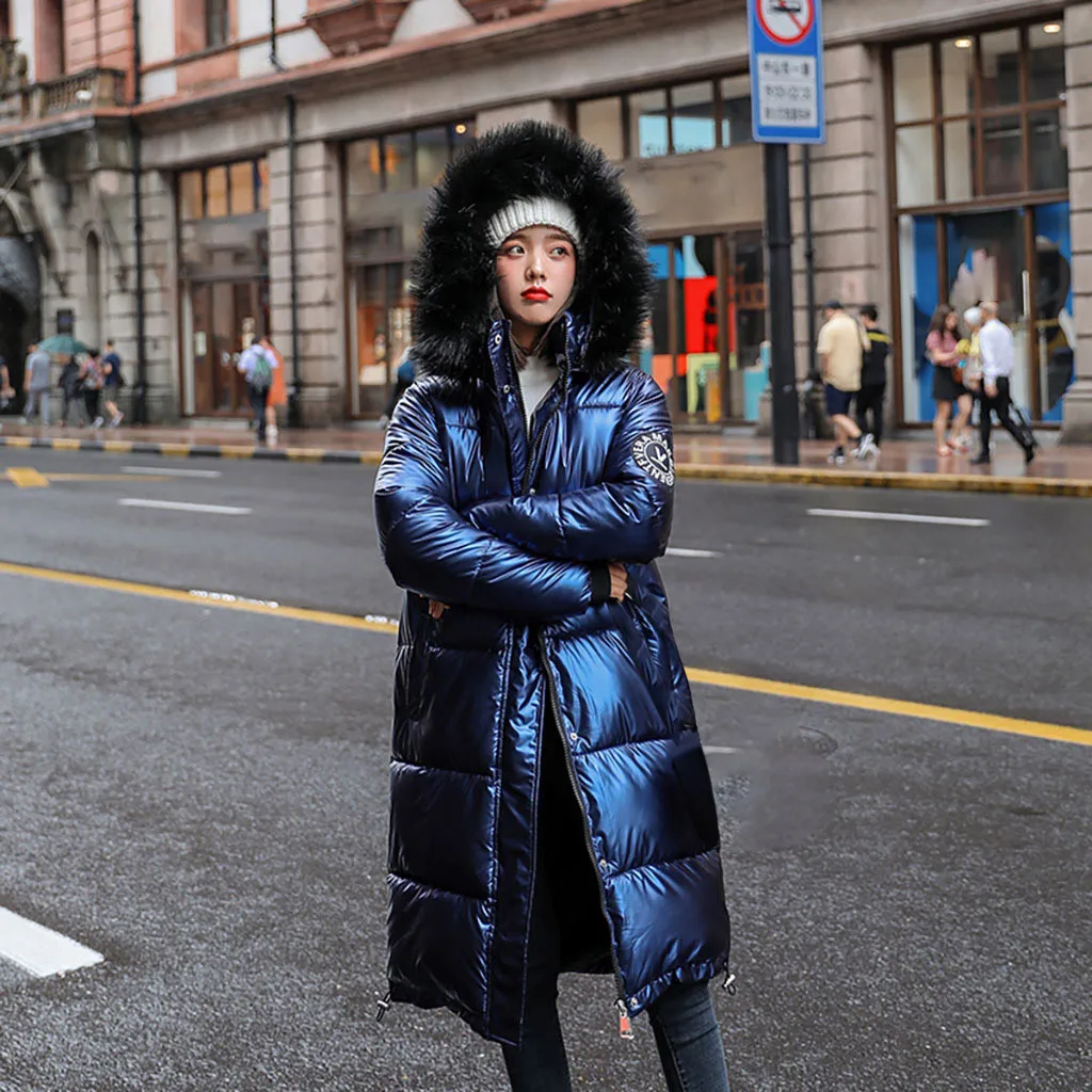 Женские пальто из искусственного меха зима 2019 Длинные парки для женщин плотное