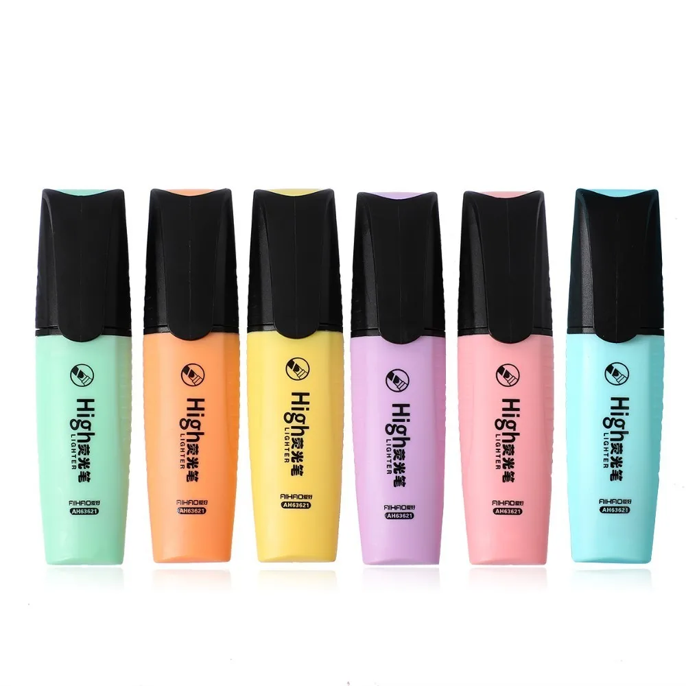 

6pcs/set Macaroon Highlighter cute Inclined head Fluorescent pen Kids Graffiti Marker Pen bullet joural Stationery Supply