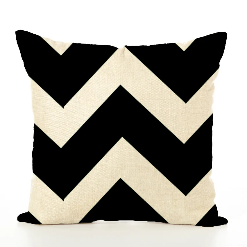 Черно белый геометрический Набор подушек креативные простые офисные льняные