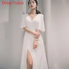 Женское атласное платье It's yiiya, черное платье невесты с V-образным вырезом и Боковым Разрезом на лето 2019