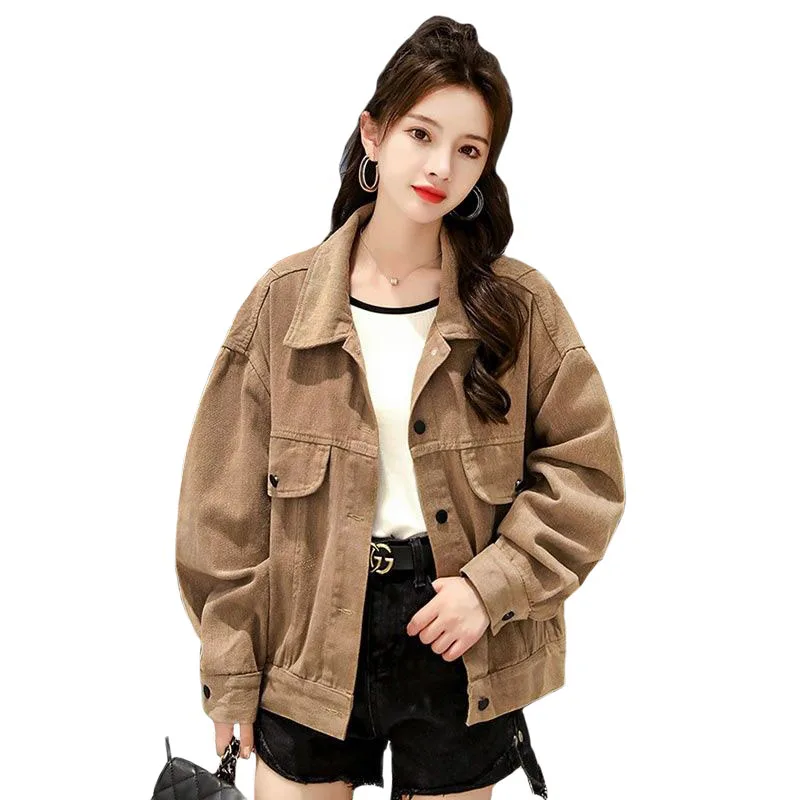 Куртка женская джинсовая однобортная винтажная размера плюс