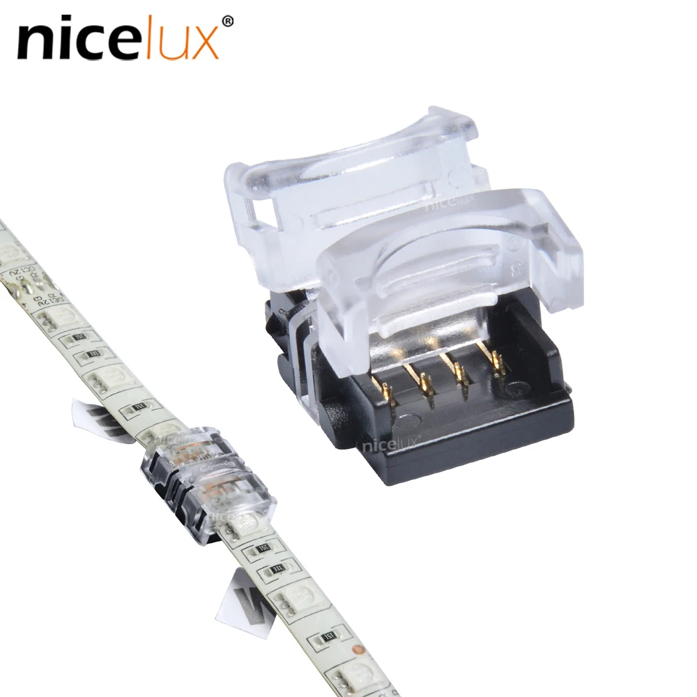 

5pcs 4 pin LED Strip Connector for 10mm RGB Waterproof IP65/54 5050 5630 Tape Light Strip to strip Connection Conductor