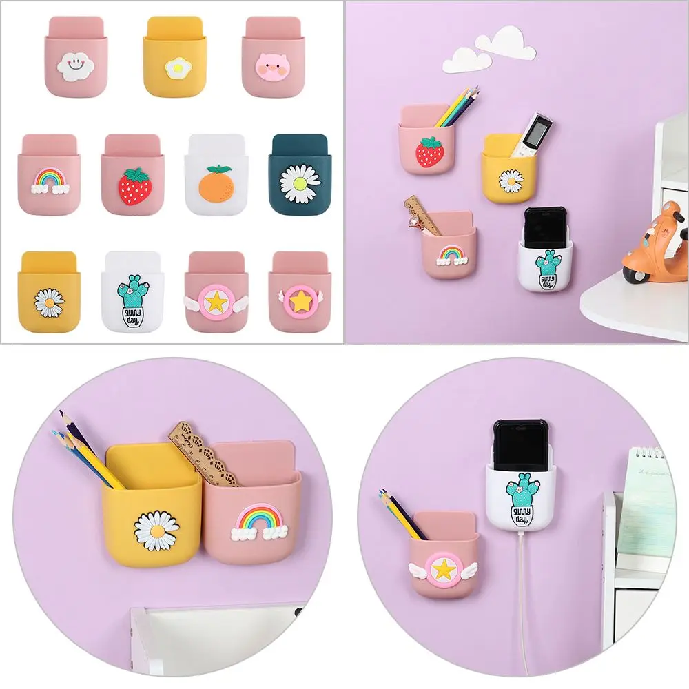 

Симпатичный самоклеящийся чехол для хранения Ведерко для хранения фиксированная на стене коробка для хранения держатель для пульта дистан...