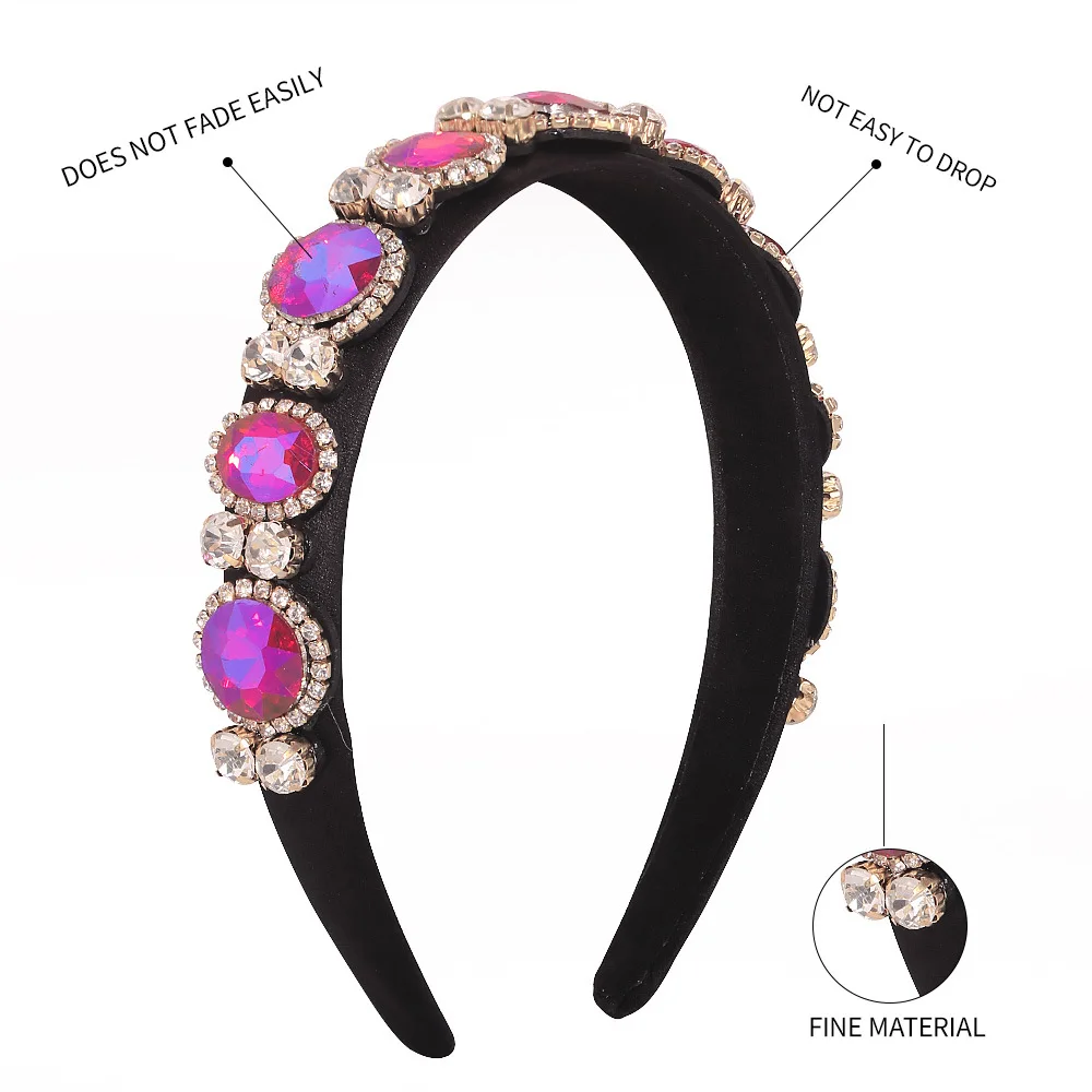 

Wholesale New Ins Luxury Crystal Rhinestone Headband Sponge Padded Baroque Diamond Hair Band Women Party Hair Accessories