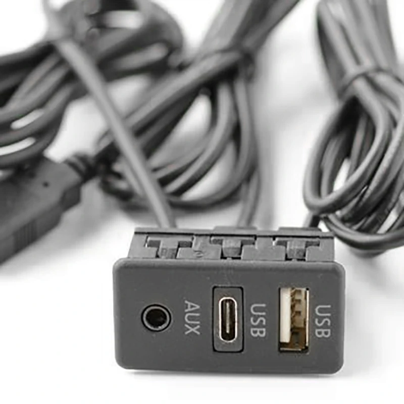 

150CM Flush Mount Two USB Port Extension Cable Lead Mounting Panel USB 2.0 Cable Adapter 3.5mm AUX