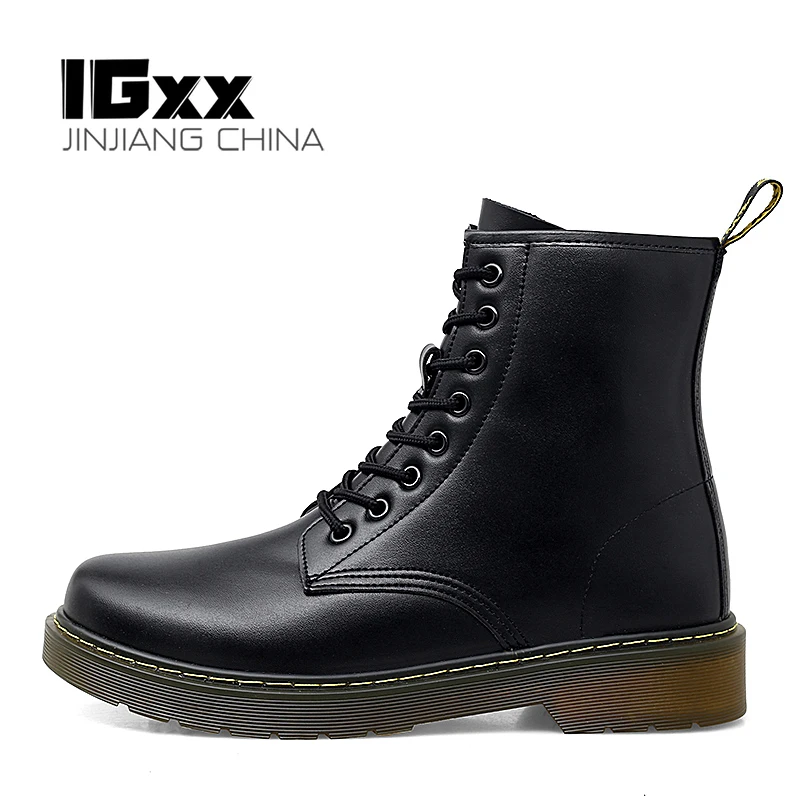 

IGxx Men Boots Shoes Men's Sneakers Punk Ankle Boots for Men Metal Boots Hight Top Black Motorcycle Boots Plus Size 36-48 Unisex