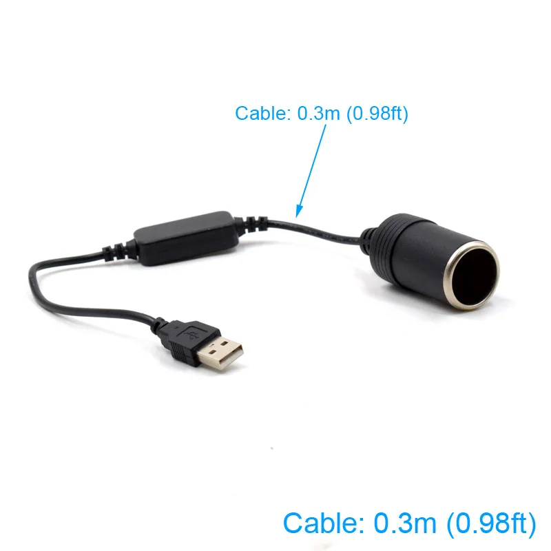 Cable 0.3 meter XCGaoon USB для автомобильного прикуривателя DC 5 В к DC 12 В 1A, использовать некоторые автомобильные электронные продукты без автомобиля - Название цвета: Cable 0.3 meter