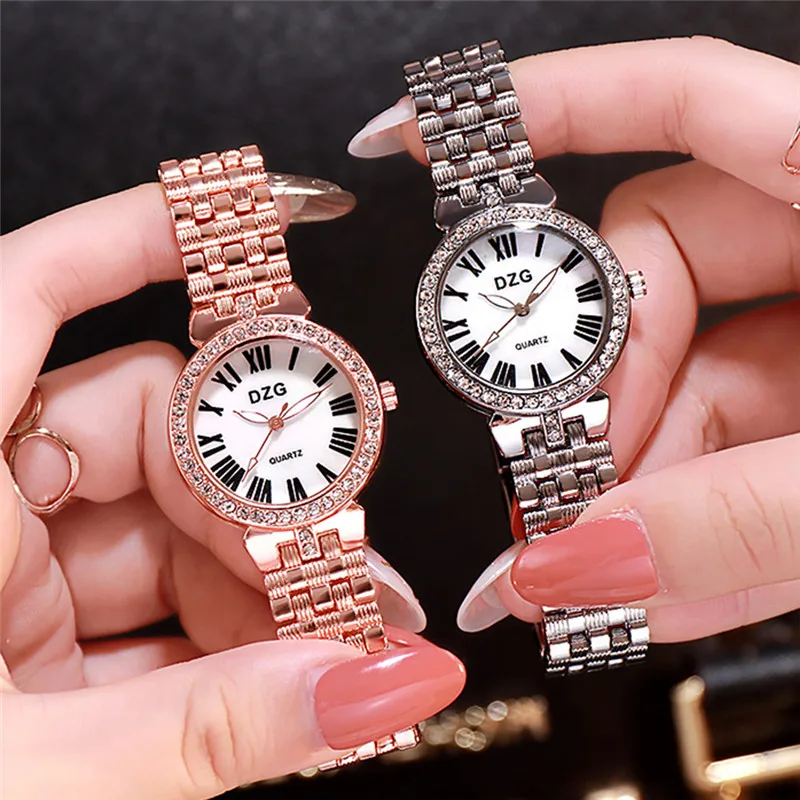 Женские часы в европейском и американском стиле модные с бриллиантовым стальным