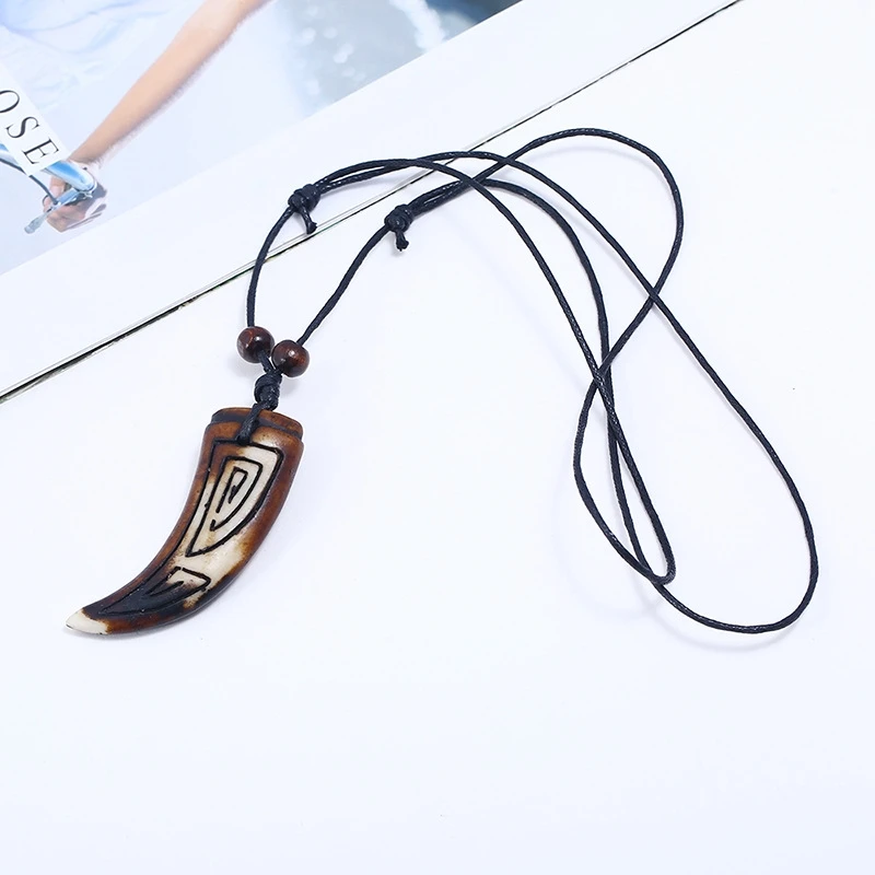 Новинка подвеска из смолы и рога мужское ожерелье кожаной веревки ретро-цепь для