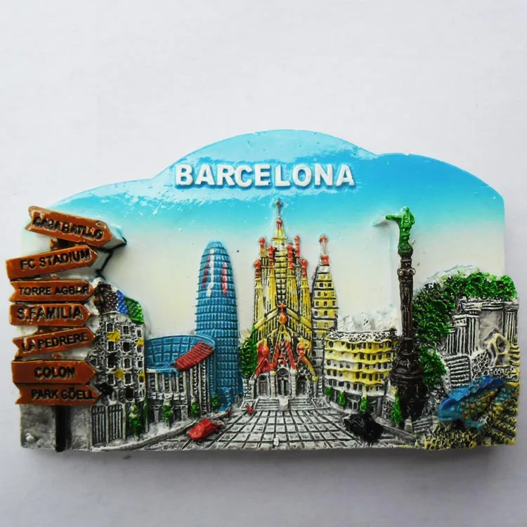 

QIQIPP Spain Barcelona tourism commemorative decoration three-dimensional landscape crafts magnetic refrigerator collection gift