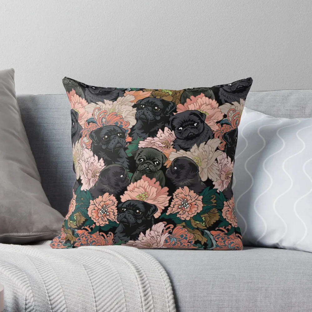 

Because Black Pug Throw Pillow Cushion Cover Polyester throw pillows case on sofa home living room car seat decor 45x45cm